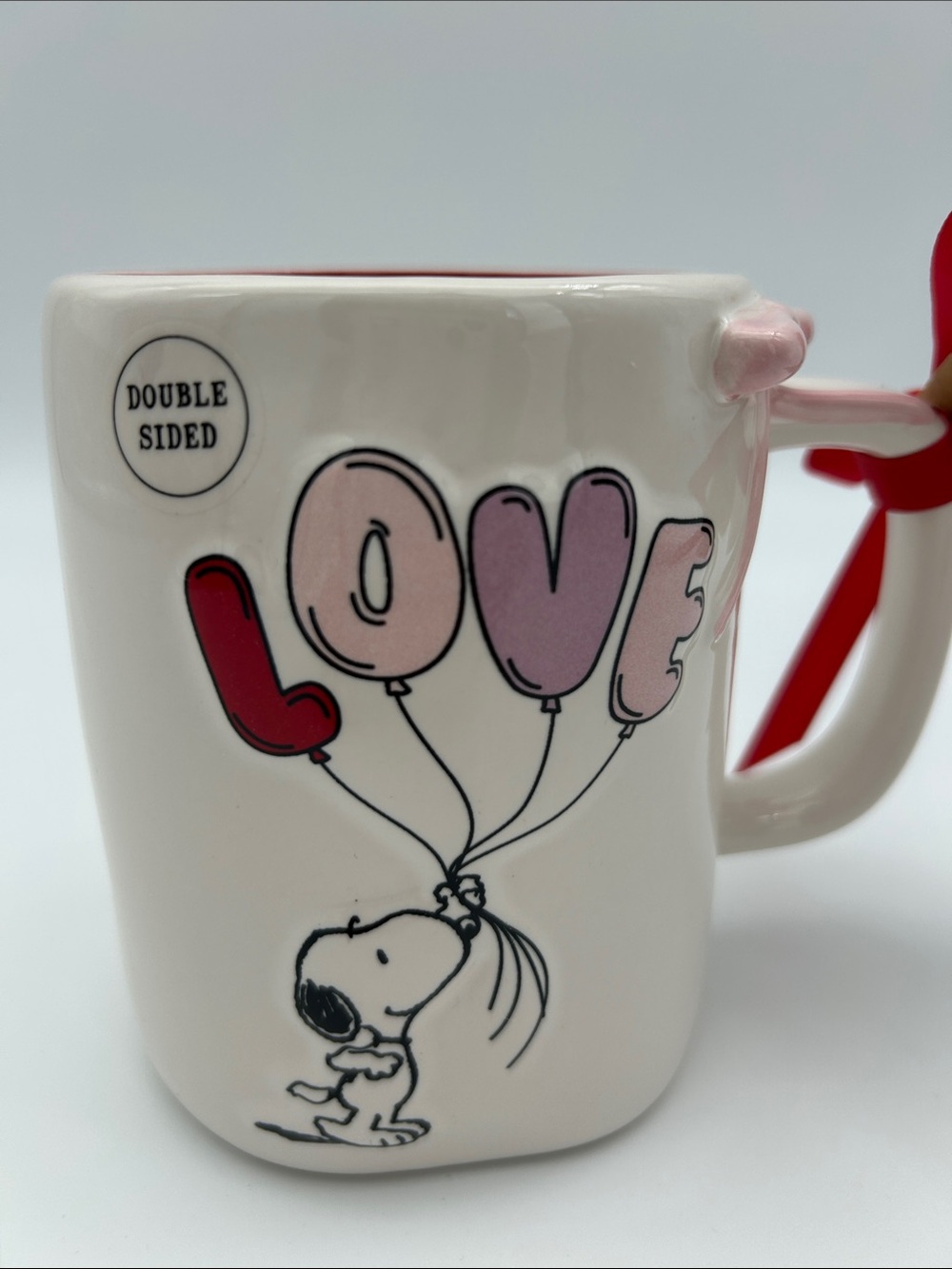 Snoopy Love Balloon Rae Dunn Mug NEW! Double sided raised design.